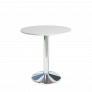 Round White Table Single Chrome Leg – by D-Zine